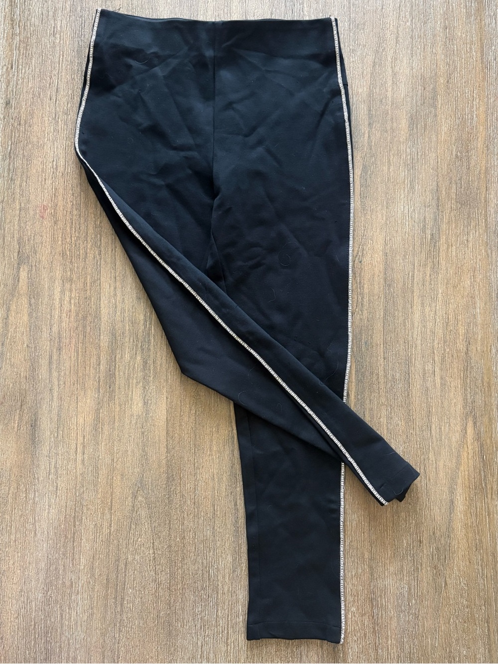 Zara Black Rhinestone Side-Stripe Leggings